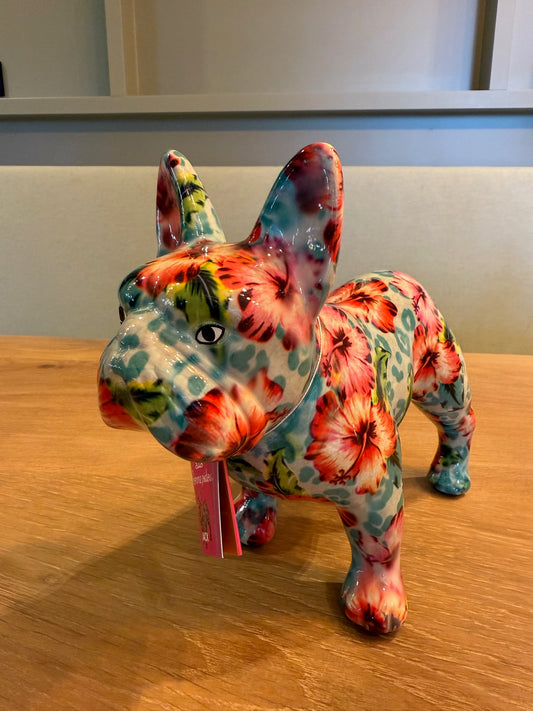 Spaarpot bulldog Jack van keramiek in Hibiscus Mint Kiss print – Pomme Pidou