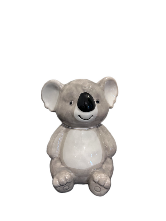 Keramische koala spaarpot – grijs wit zwart – schattige dieren woondecoratie