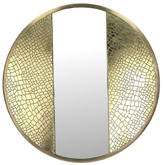 Ronde gouden spiegel met krokodillenprint – 45 cm hotel chique