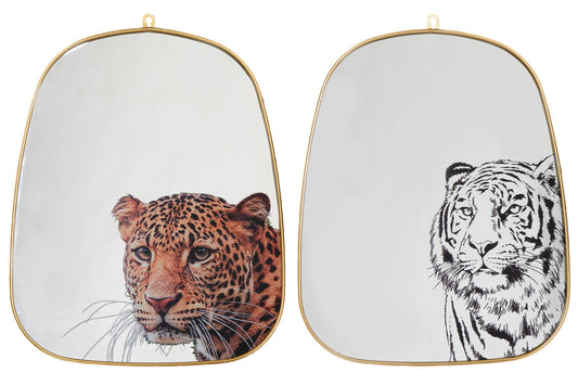 Spiegel met witte tijger of luipaard – luxe jungle wanddecoratie