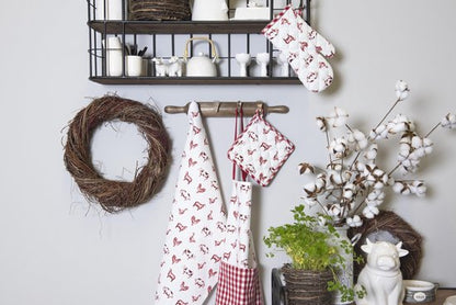 Theedoek Boerderijdieren – Rood/Wit 50×70 cm