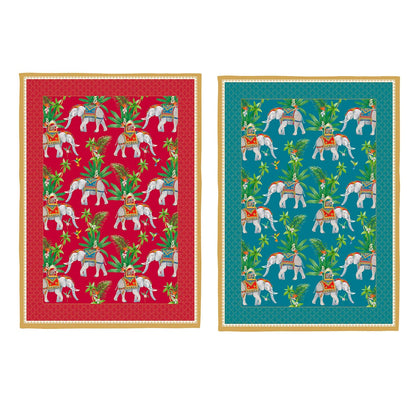 Geschirrtuch-Set – Elefanten Orientalisches Design – 50x70 cm