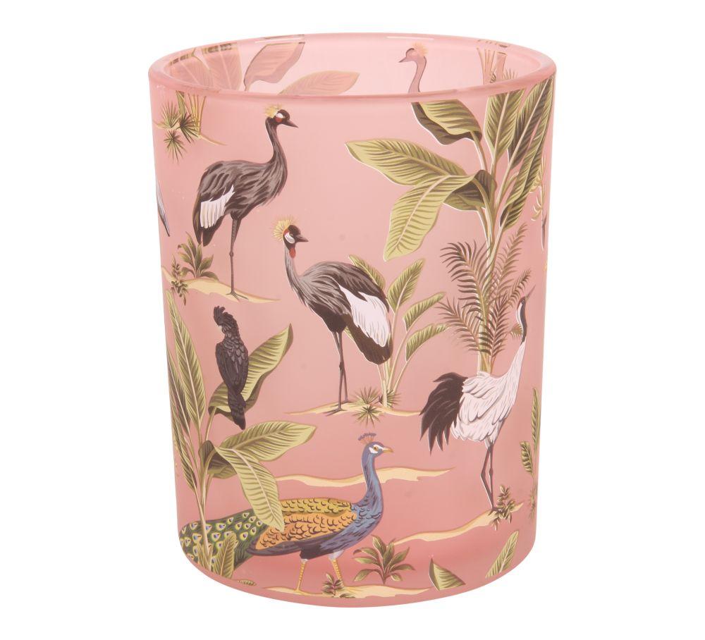 Theelichthouders Vogels – Roze Glas in 3 Varianten | Dutch Style