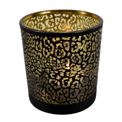 Set Theelichthouders Jaguarprint – Zwart & Goud