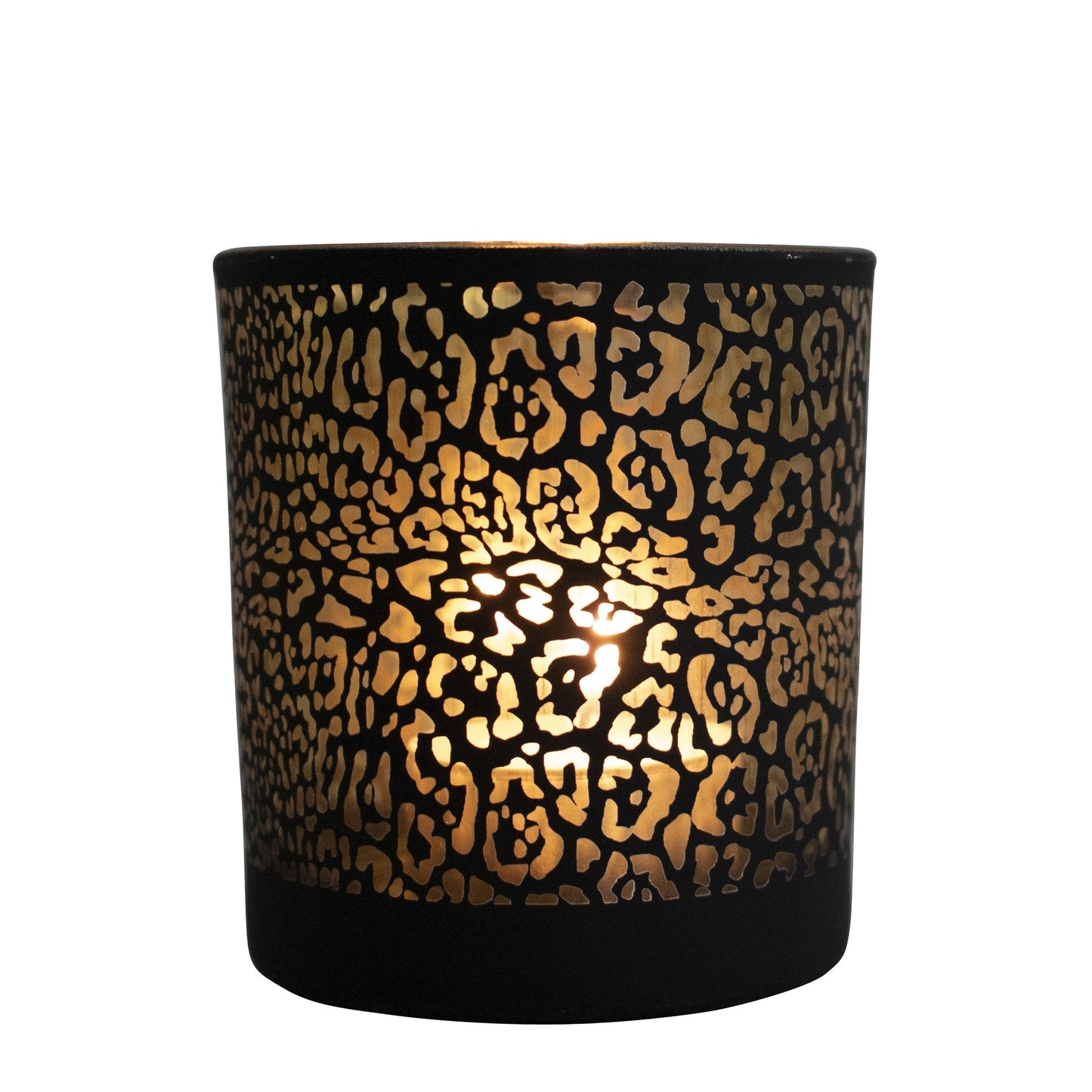 Set Theelichthouders Jaguarprint – Zwart & Goud