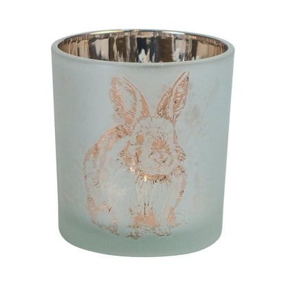 Rabbit Tea Light Holder – White Glass &amp; Gold – 3 Sizes