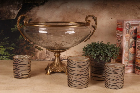 Tiger Touch theelicht met tijgerprint – bruin goud glas decoratie