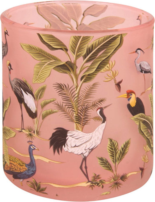 Theelichthouders Vogels – Roze Glas in 3 Varianten | Dutch Style