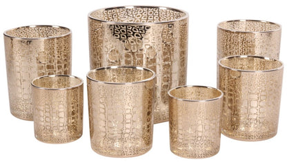 Teelichthalter Krokodildruck Silber – 4 Größen