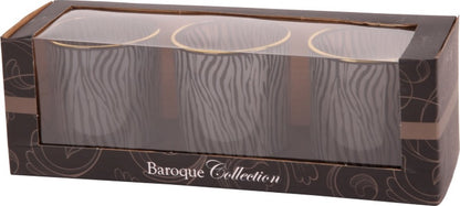 theelichthouders zebraprint set van 3 glas goudrand