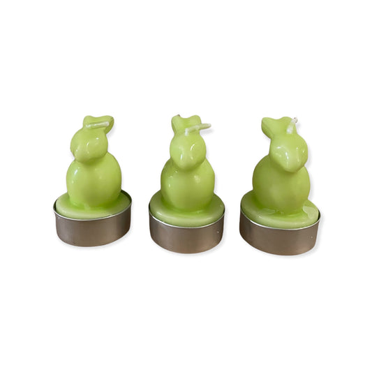 Set van 3 paashaas theelichtjes in groen, geel of wit