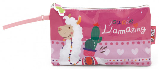 Vrolijke lama toilettas kind roze PVC
