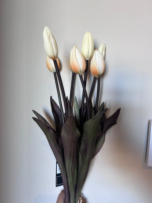 Kunsttulpen Real Touch set van 7 crèmewit – Krokomingo