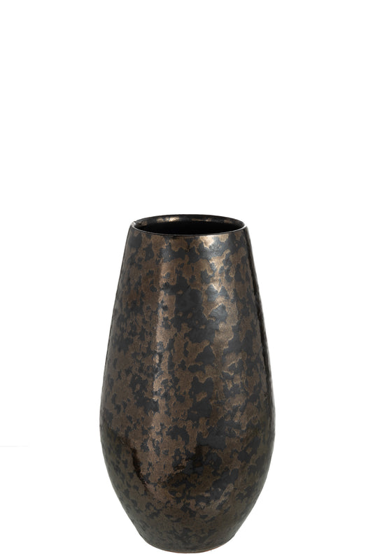 Antique Smokey vaas van J-Line – luxe aardewerk vaas in donkere tint als stijlvolle woondecoratie