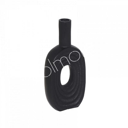 Schwarze ovale Vase – Aluminium