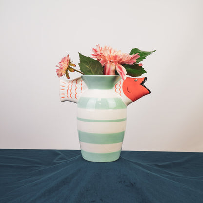 Fishy Fun Fischkrug/Vase – Orange gestreift (23 cm)