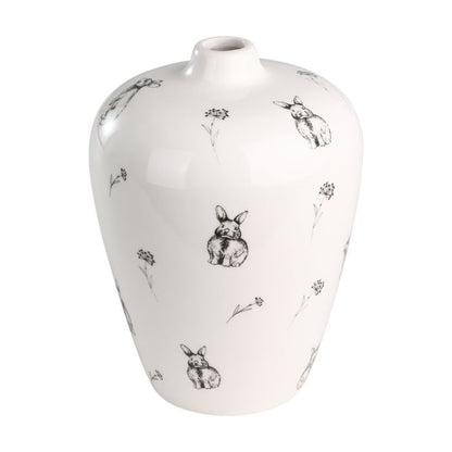 Keramikvase mit Kaninchen – Landhausstil