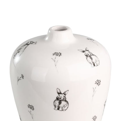 Keramikvase mit Kaninchen – Landhausstil
