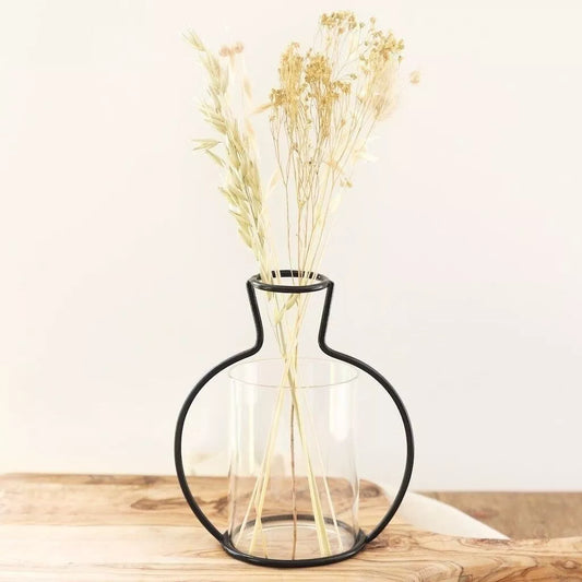 Vaas Silhouet Rond van metaal en glas – modern design vaas