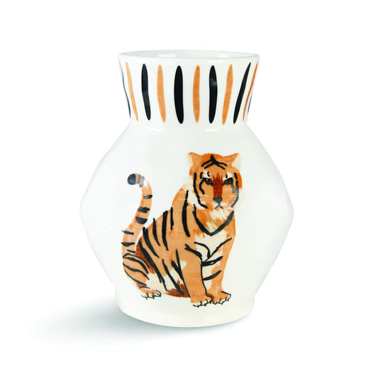 Tijger vaas wit keramiek Ø 20 cm – &Klevering decoratie