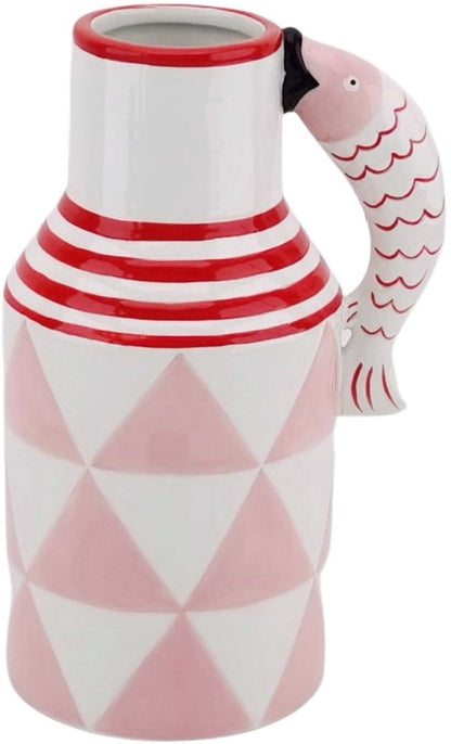 Keramik-Fischkrug – Rosa/Rot – 21,5 cm