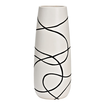 Zwart-witte keramische vaas – modern design vaas 25 cm