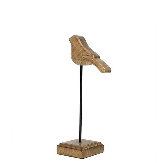 Staand vogelbeeld mangohout decoratie – natuurlijk hout – 26 cm