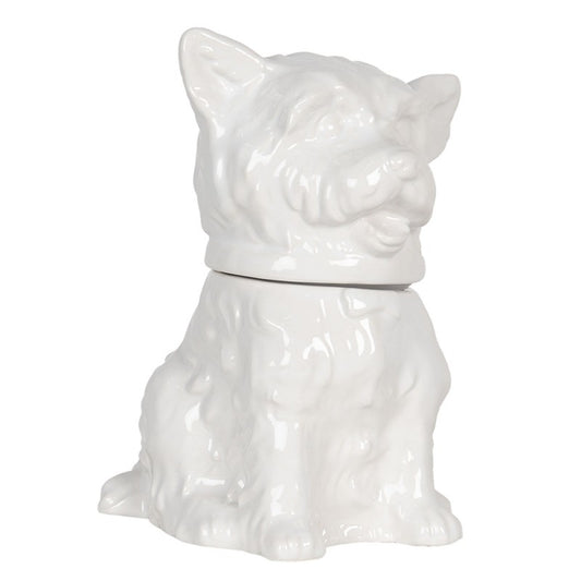 Clayre&Eef witte keramische voorraadpot in de vorm van een hond – stijlvolle keukenaccessoire