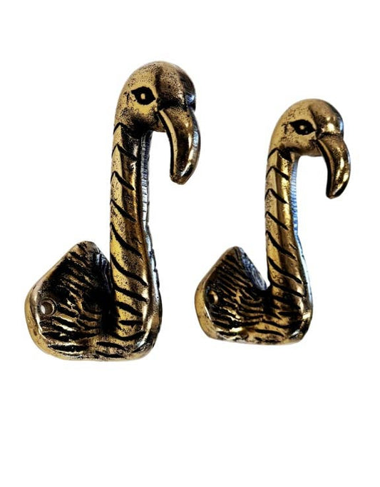  Set van 2 gouden flamingo wandhaken – speelse tropische muurdecoratie