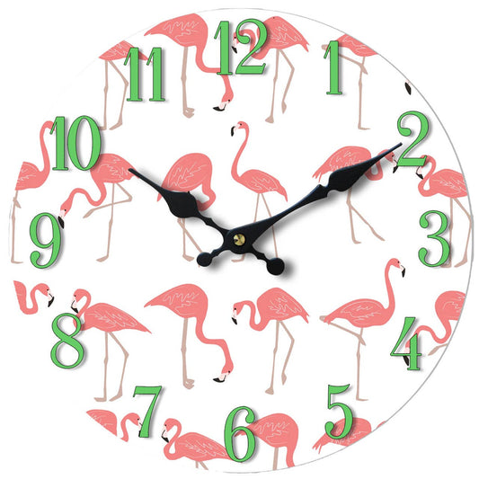 flamingo klok, flamingo wandklok, roze klok, klok tropisch design, flamingo decoratie, wandklok Krokomingo