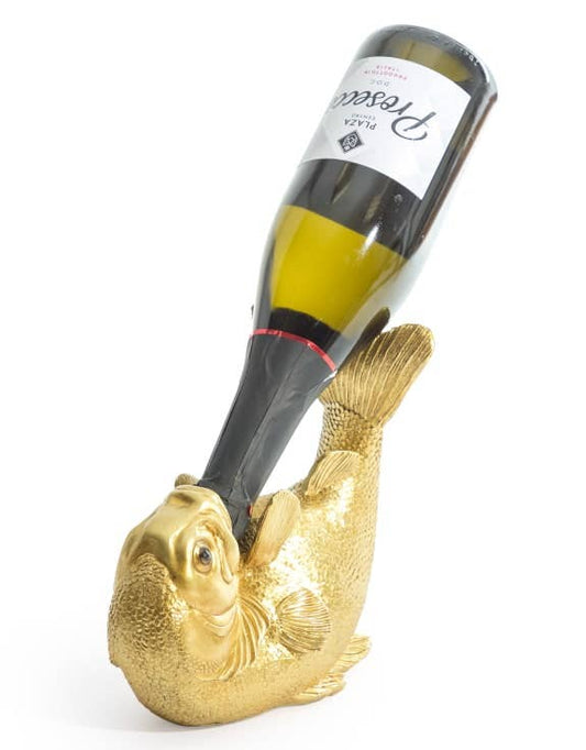 gave wijnfleshouder van een gouden vis
