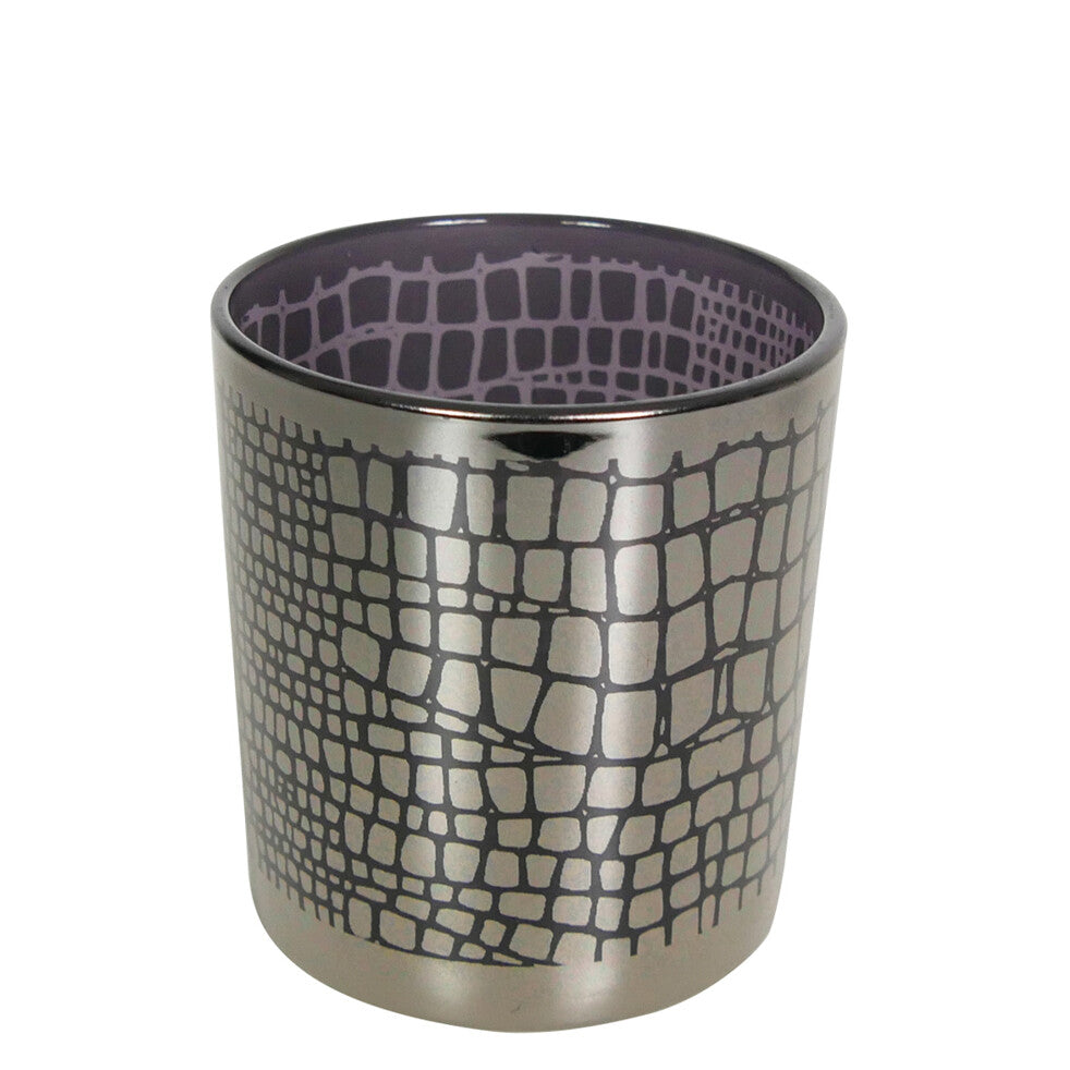 Crocodile Print Silver Tea Light Holders – Luxury Glass in 3 Sizes