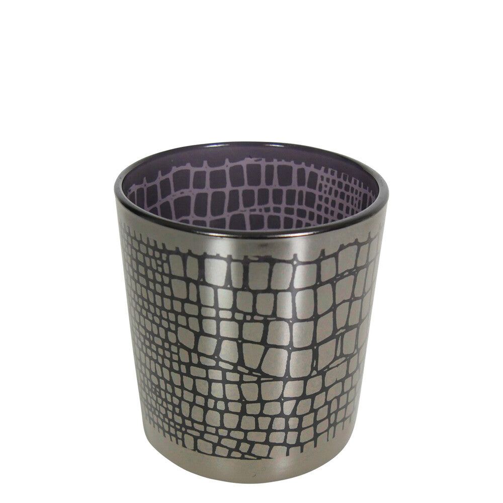 Crocodile Print Silver Tea Light Holders – Luxury Glass in 3 Sizes