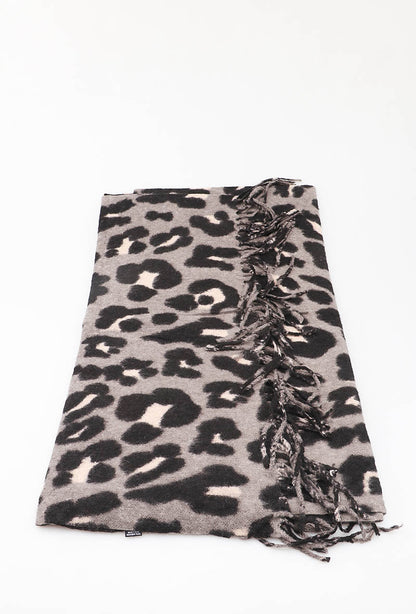 Wintersjaal Luipaardprint – Grijs, Camel of Kaki