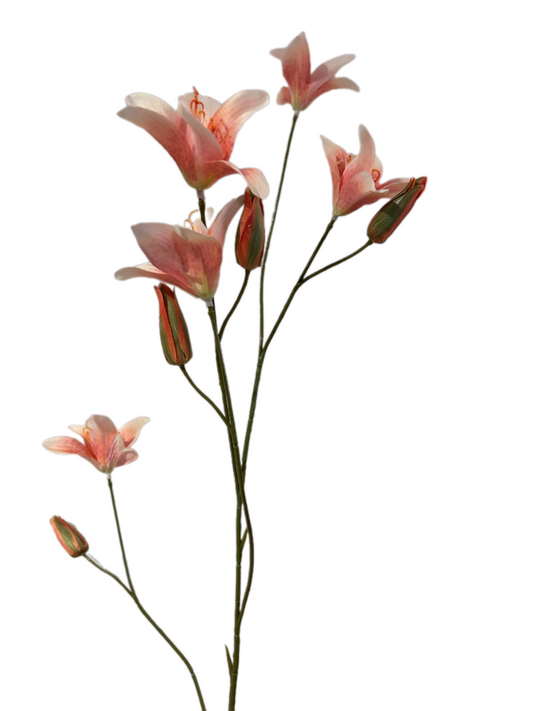 Peach zijden lelie kunstbloem 106 cm – elegant en natuurgetrouw