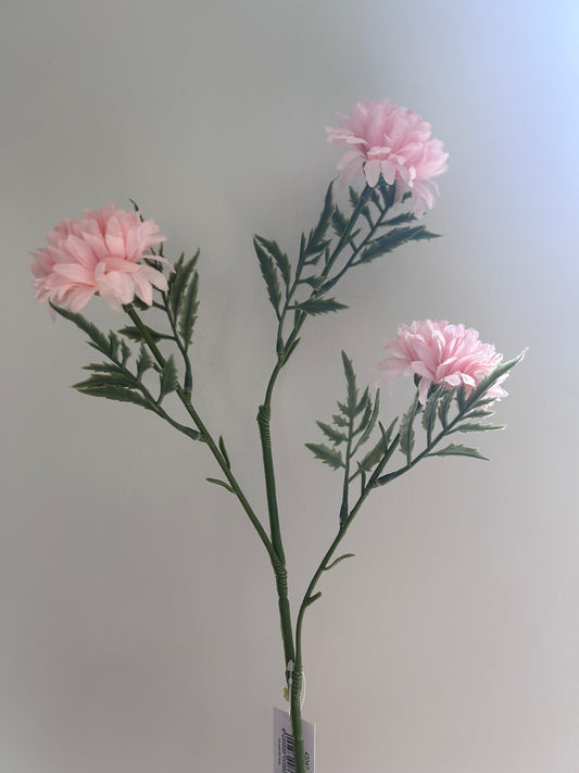 Roze zijden chrysant – kunstbloem 64 cm met drie bloemhoofden