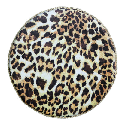 Rond fluwelen zitkussen met luipaardprint – Ø 40 cm
